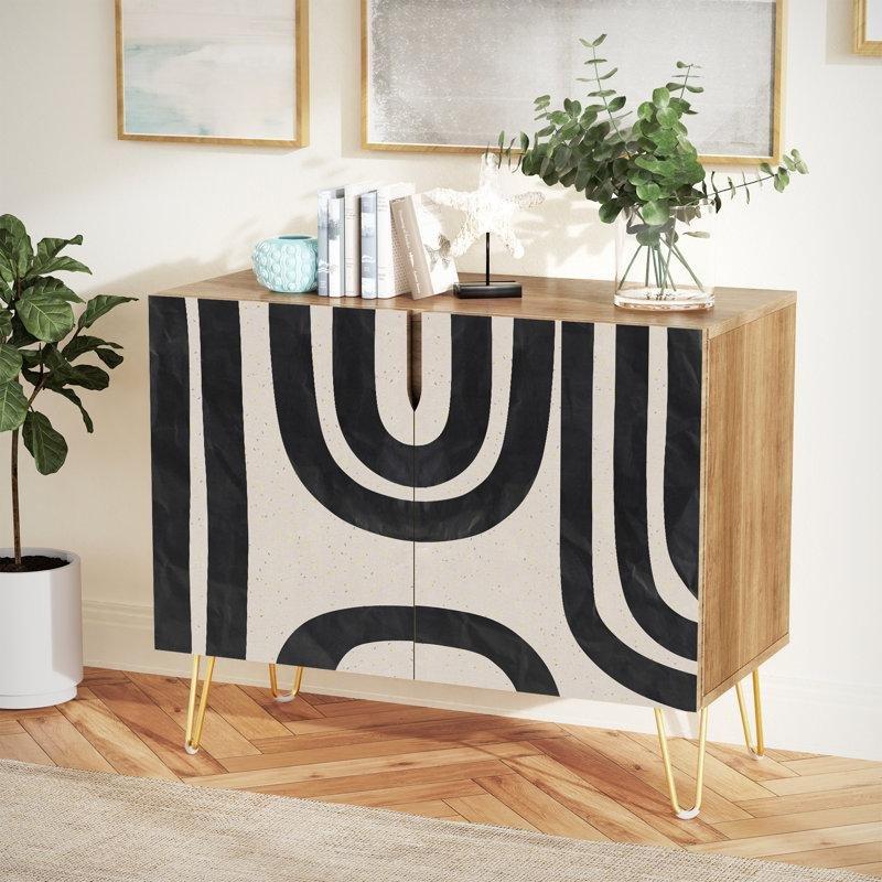 Doğal Ahşap İki Kapılı Yemek Masası Konsol Takımı 89x46x114 cm - 88459