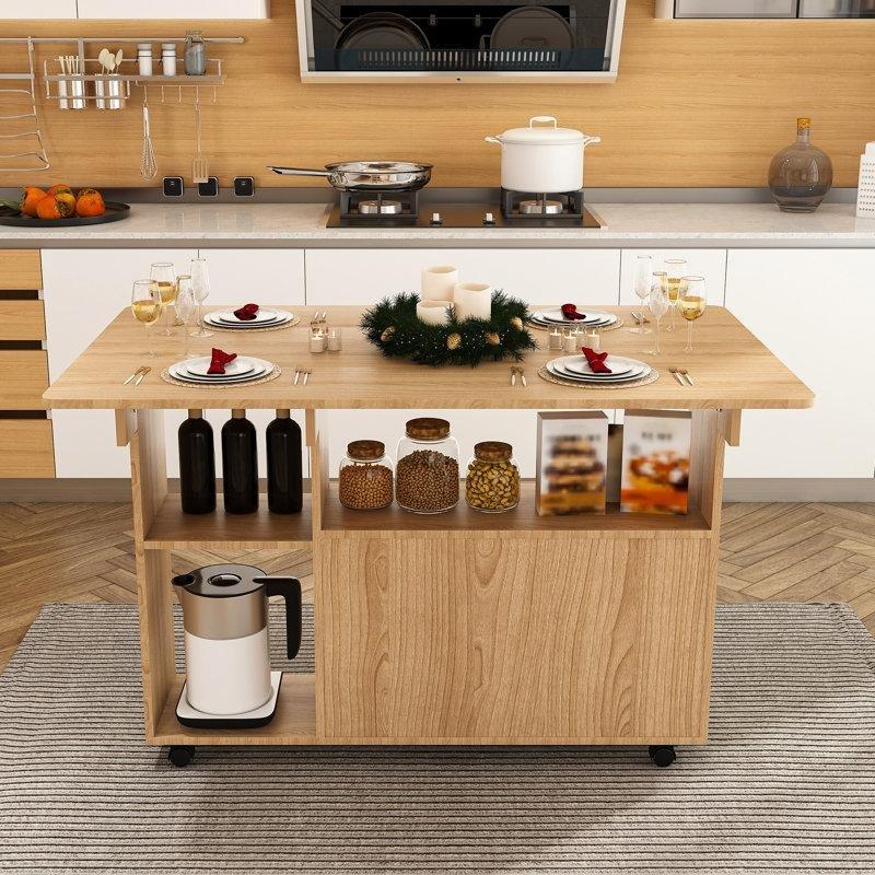 Doğal Ahşap Katlanabilir Genişletilebilir Yemek Masası 120 cm - 86380