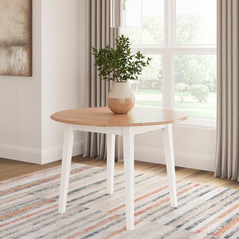 Doğal Ahşap Üstlü Beyaz Katlanır Yemek Masası 108 cm - 87676