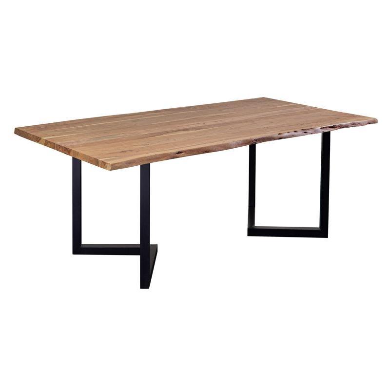 Doğal Ahşap Üstlü Siyah Metal Ayaklı Kütük Yemek Masası 70x40 cm - 87892