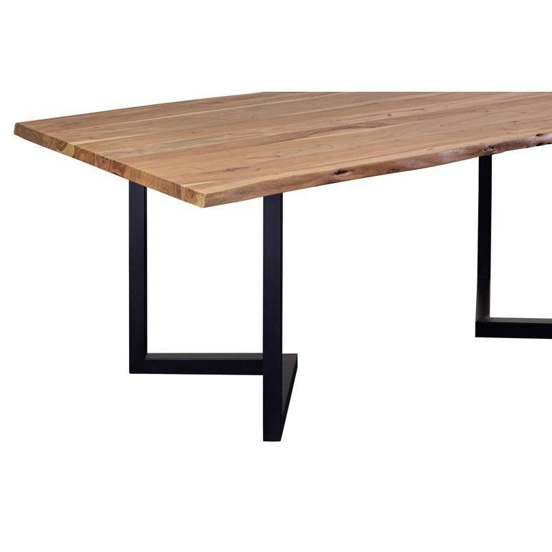 Doğal Ahşap Üstlü Siyah Metal Ayaklı Kütük Yemek Masası 70x40 cm - 87892