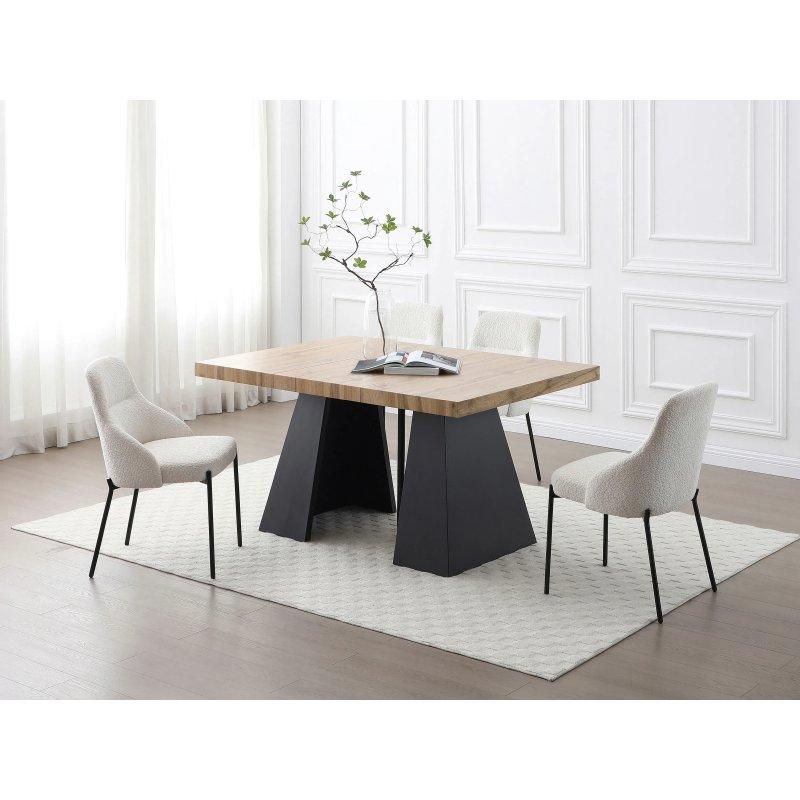 Doğal Ahşap ve Siyah Metal Açılır Yemek Masası 250x100 cm - 83212