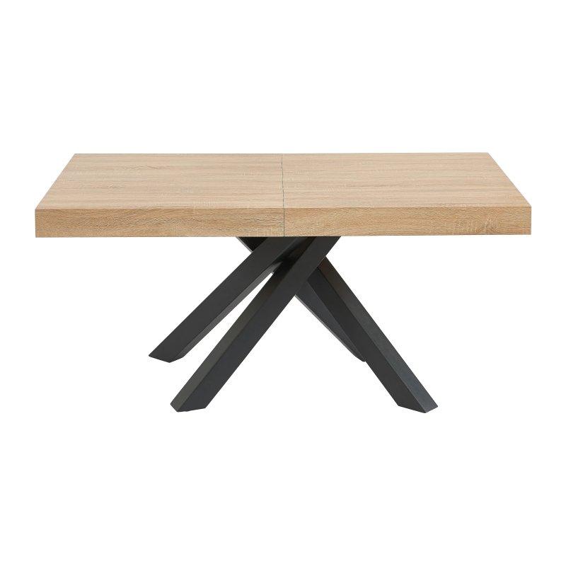 Doğal Ahşap ve Siyah Metal Ayaklı 6-10 Kişilik Açılır Yemek Masası 200 cm - 83329