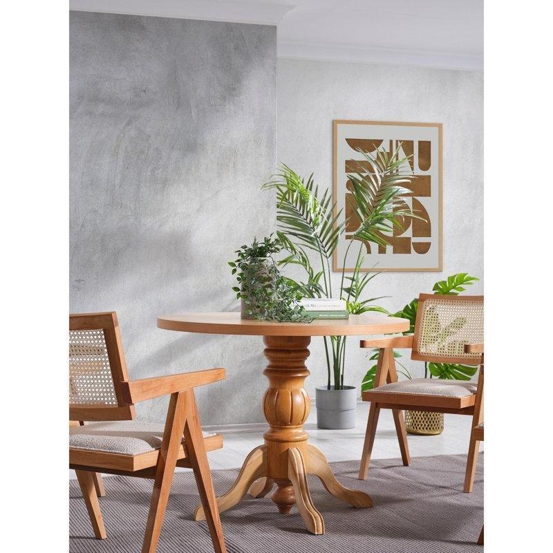 Doğal Ahşap Yemek Masası Takımı 100x100 cm 4 Sandalyeli - 88213