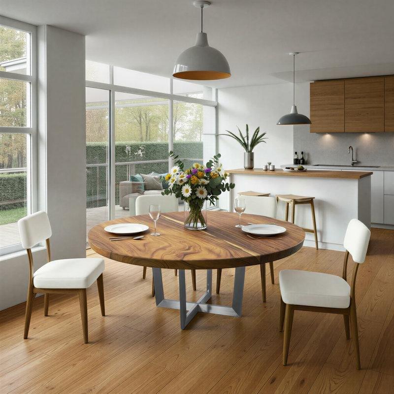 Doğal Ahşap Yuvarlak Kütük Yemek Masası 183 cm - 87859