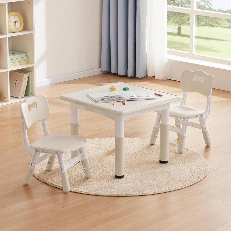 Doğal Ahşap Yüzeyli Yuvarlak Çocuk Yemek Masası ve Sandalye Seti - 86584
