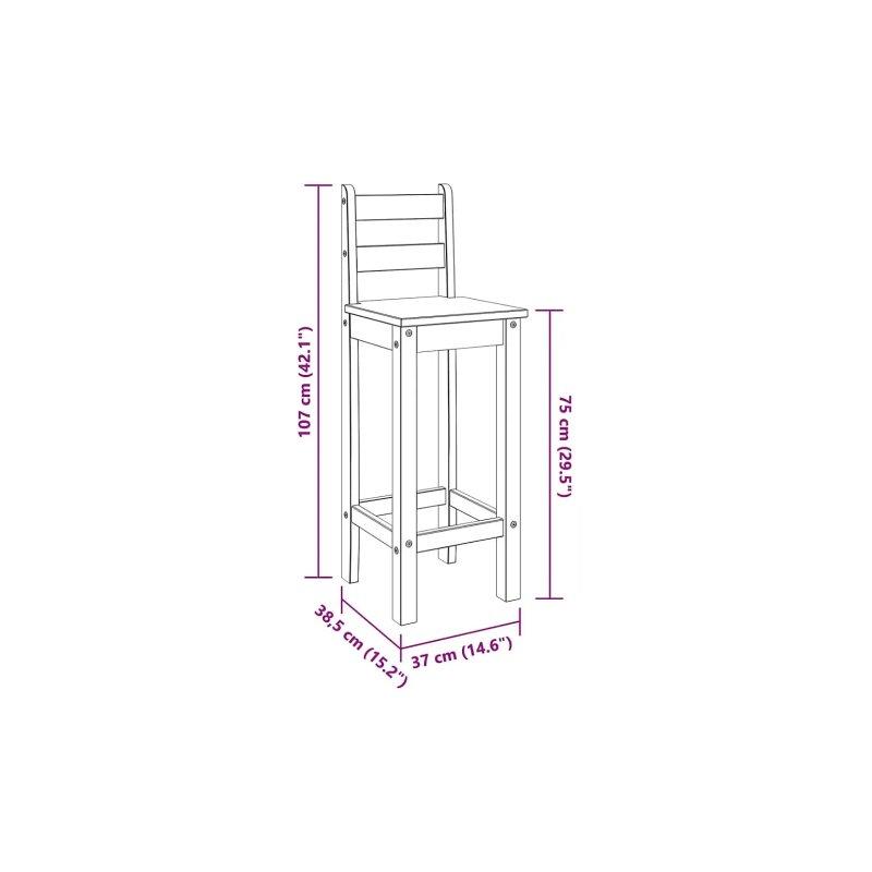 Doğal Çam Ağacı Bar Sandalyesi 37x385x107 cm - 88636