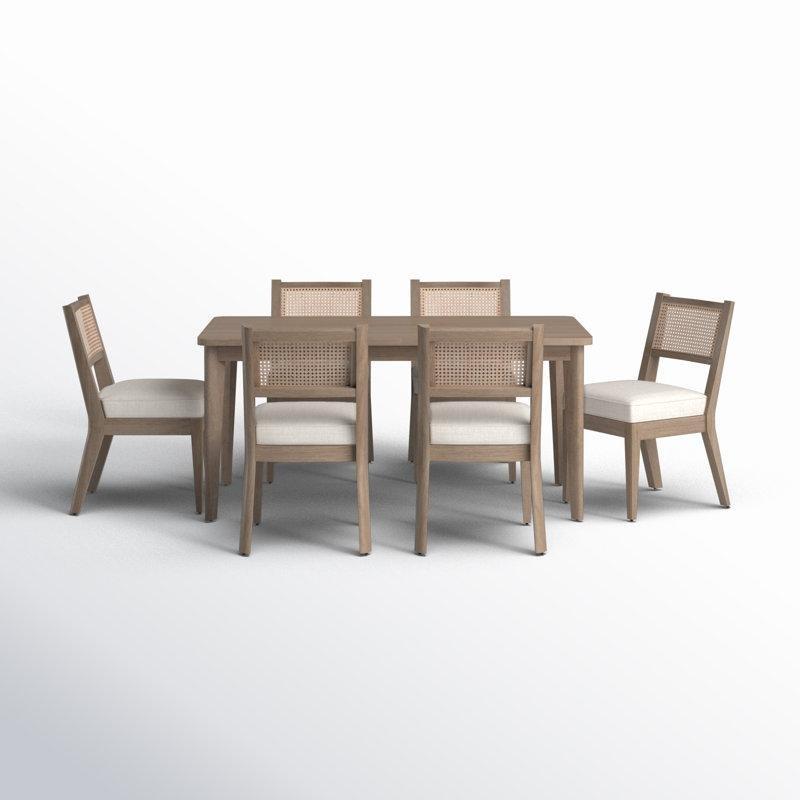 Doğal Hasır Panelli Altı Kişilik Yemek Masası Takımı 165x89 cm - 88156