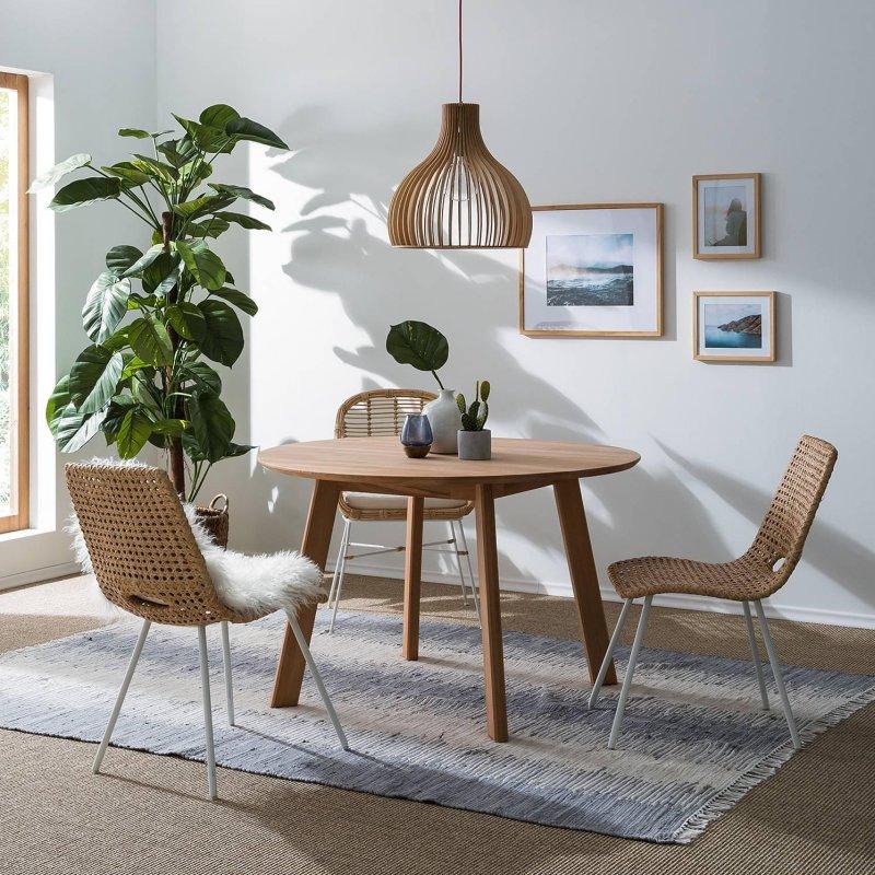 Doğal Kayın Masif Ahşap 120 cm Yuvarlak Yemek Masası - 83860