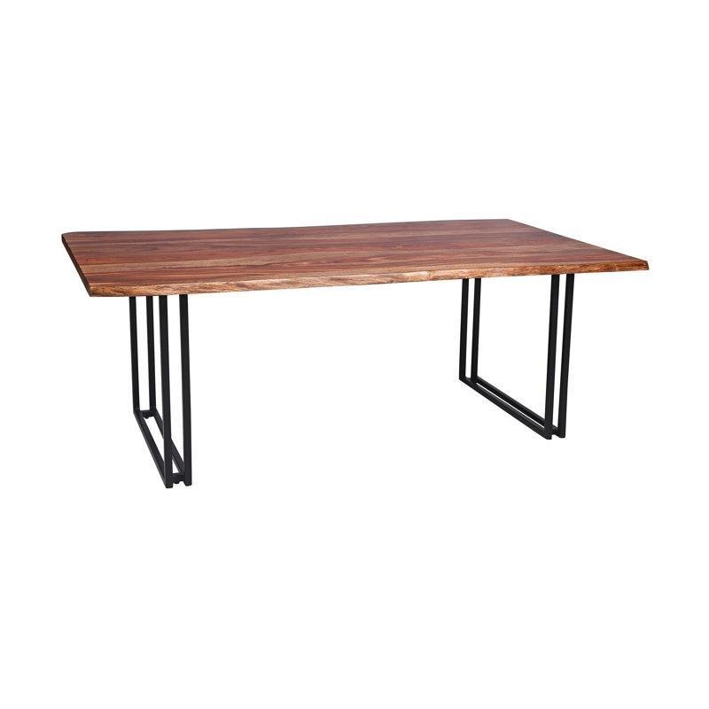 Doğal Kenar Şeşam Ahşap Endüstriyel Metal Ayaklı Kütük Yemek Masası 210x100 cm - 87925
