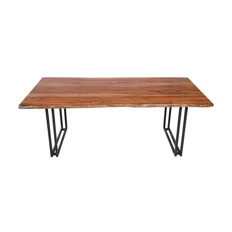 Doğal Kenar Şeşam Ahşap Endüstriyel Metal Ayaklı Kütük Yemek Masası 210x100 cm - 87925