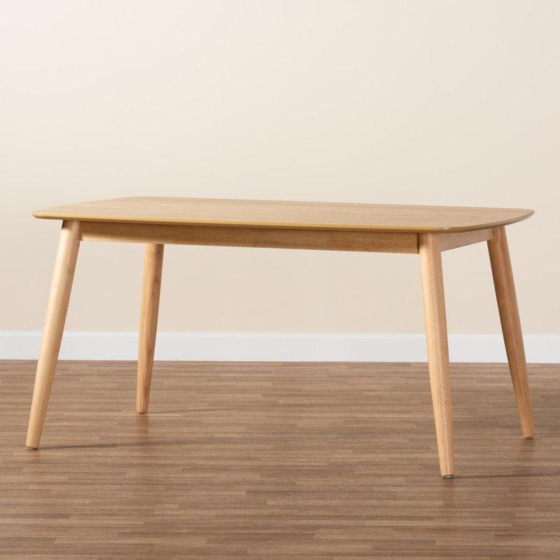 Doğal Meşe Rengi Masif Ahşap Dikdörtgen Yemek Masası 150x90 cm - 87328