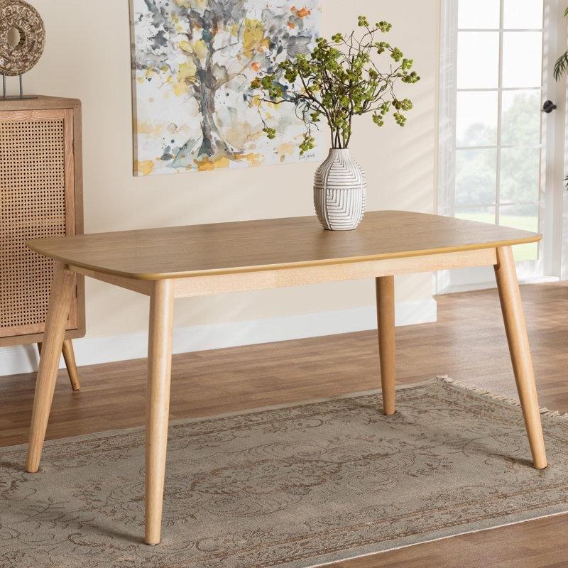 Doğal Meşe Rengi Masif Ahşap Dikdörtgen Yemek Masası 150x90 cm - 87328
