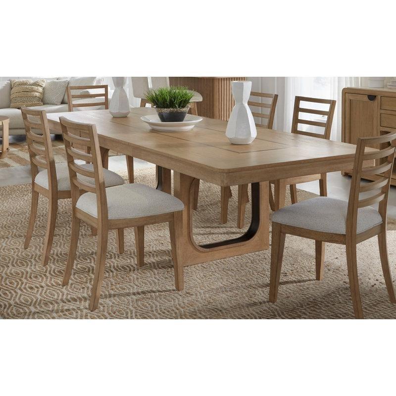 Doğal Meşe Veneer Açılır Yemek Masası 84-120 cm Çift Ayaklı - 83482