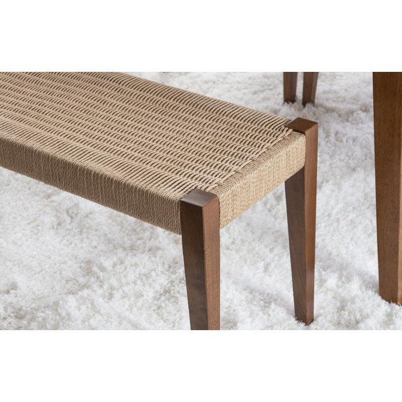 Doğal Renk Hasırlı Yemek Masası Bench 46x45x40 cm - 88264