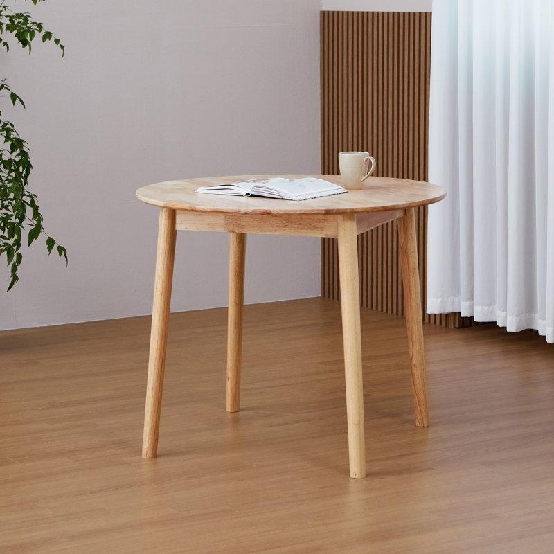 Doğal Rubberwood Yuvarlak Yemek Masası 90 cm - 87235