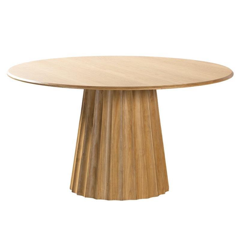 Doğal Tahta Yuvarlak Pedestal 6 Kişilik Yemek Masası - 84115