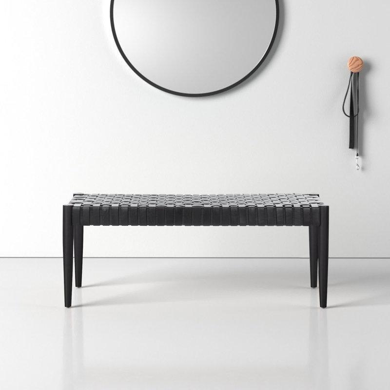 Dokuma Deri Yemek Masası Bench 120 cm Siyah Mindi Ahşap - 88360