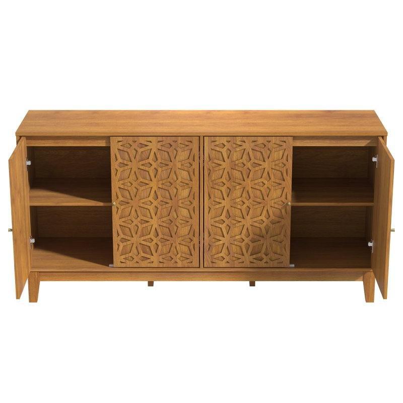 Dört Kapılı Endüstriyel Ahşap Yemek Masası Konsol Takımı 157x78 cm Kahverengi - 88429
