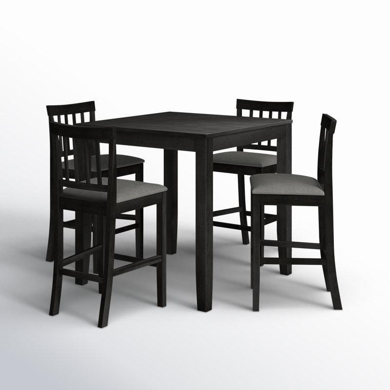 Dört Kişilik Siyah Endüstriyel Ahşap Mutfak Masası Takımı 90x90 cm - 85648.0