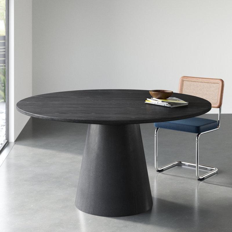 Ebony Black Endüstriyel Ahşap Yuvarlak Yemek Masası 75 cm Yüksekliğinde - 83692