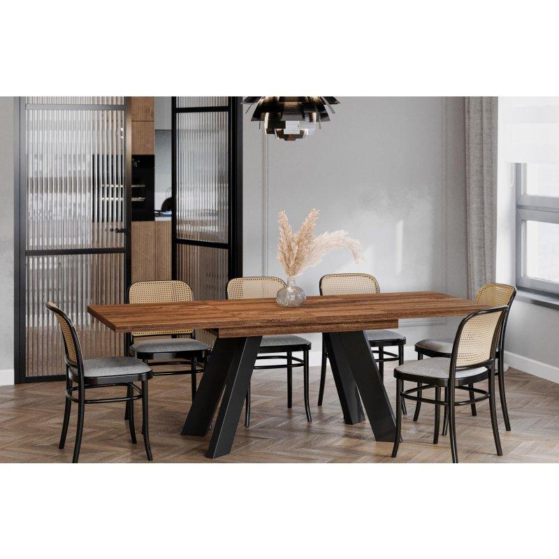 Endüstriyel Ahşap Açılır Yemek Masası 130-210 cm Siyah Ayaklı - 83809