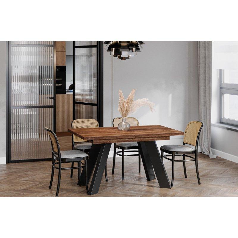 Endüstriyel Ahşap Açılır Yemek Masası 130-210 cm Siyah Ayaklı - 83809