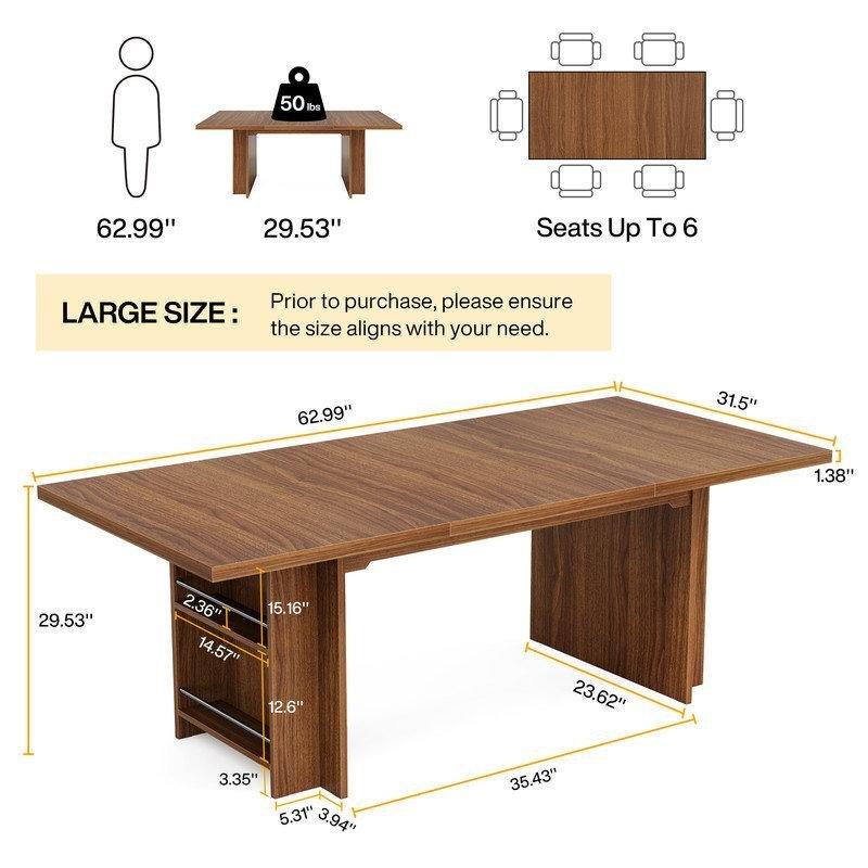Endüstriyel Ahşap Ceviz Yemek Masası 160x80 cm Altı Kişilik - 85981