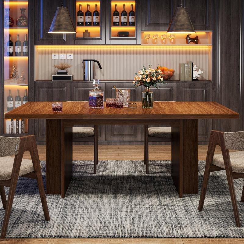 Endüstriyel Ahşap Ceviz Yemek Masası 160x80 cm Altı Kişilik - 85981