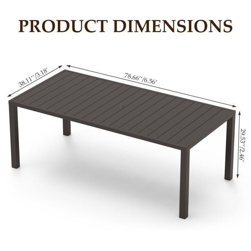 Endüstriyel Ahşap Desenli Metal Bahçe Yemek Masası 200x75 cm - 84502
