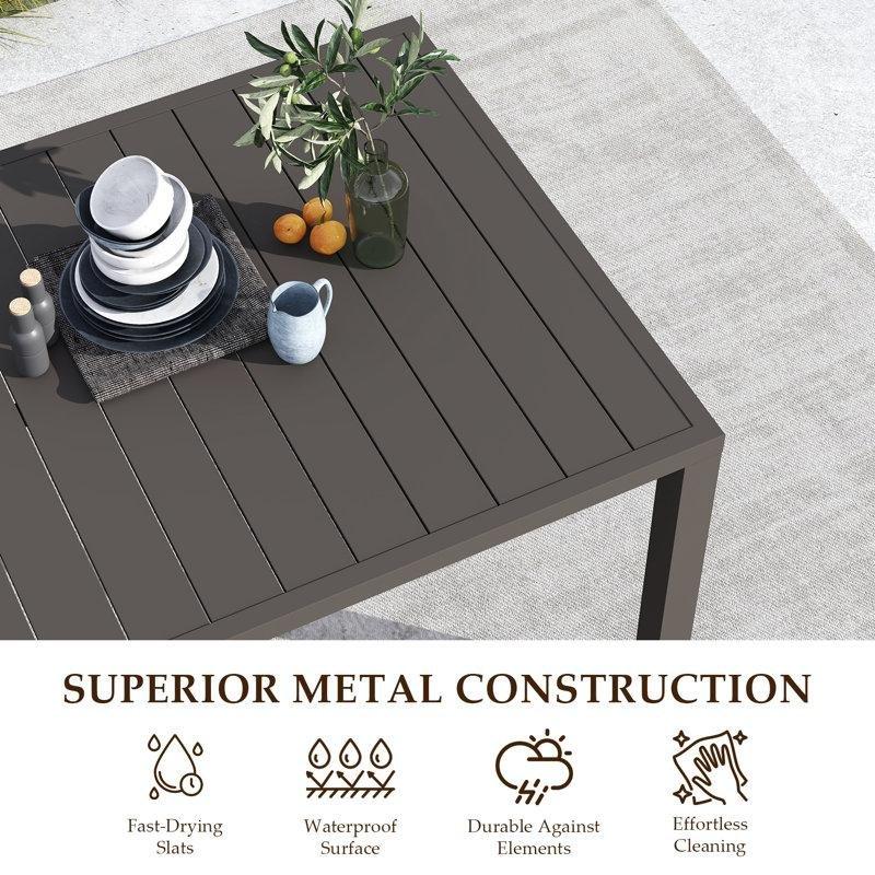 Endüstriyel Ahşap Desenli Metal Bahçe Yemek Masası 200x75 cm - 84502