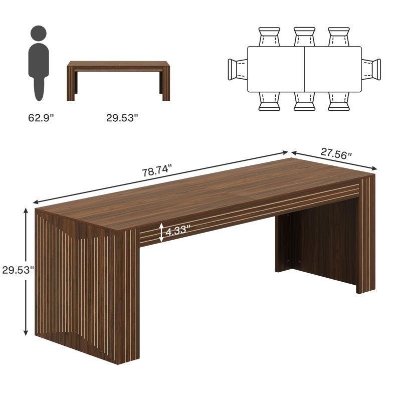 Endüstriyel Ahşap Dikdörtgen Yemek Masası 200 cm x 70 cm - 84625