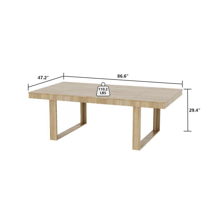 Endüstriyel Ahşap Doğal Tahıl Desen 12 Kişilik Yemek Masası 220 cm - 84163