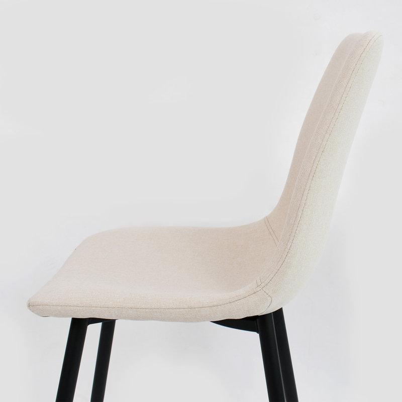 Endüstriyel Ahşap Dörtlü Yemek Masası Seti Bej Kumaş Sandalyeli 120x70 cm - 88087