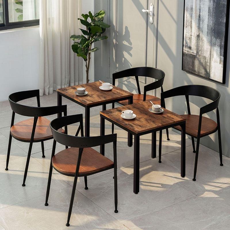 Endüstriyel Ahşap Kahverengi Kare Yemek Masası 70x70 cm - 87607