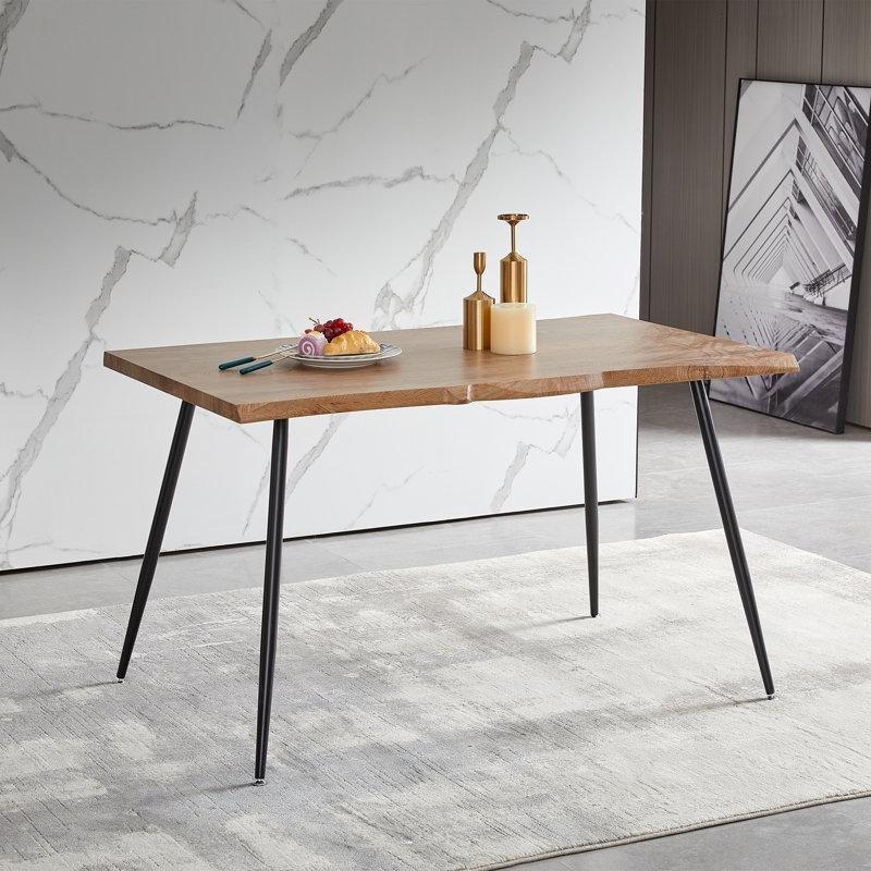 Endüstriyel Ahşap Kahverengi Siyah Metal Ayaklı Dikdörtgen Yemek Masası 120x70 cm - 83620