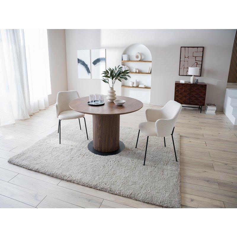 Endüstriyel Ahşap Kaplama Yuvarlak Yemek Masası 120x120 cm - 83872