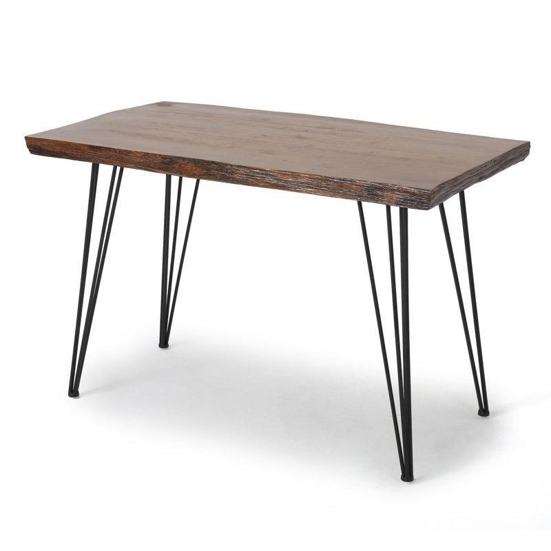 Endüstriyel Ahşap Kütük Yemek Masası 180x81 cm Siyah Metal Ayaklı - 87811