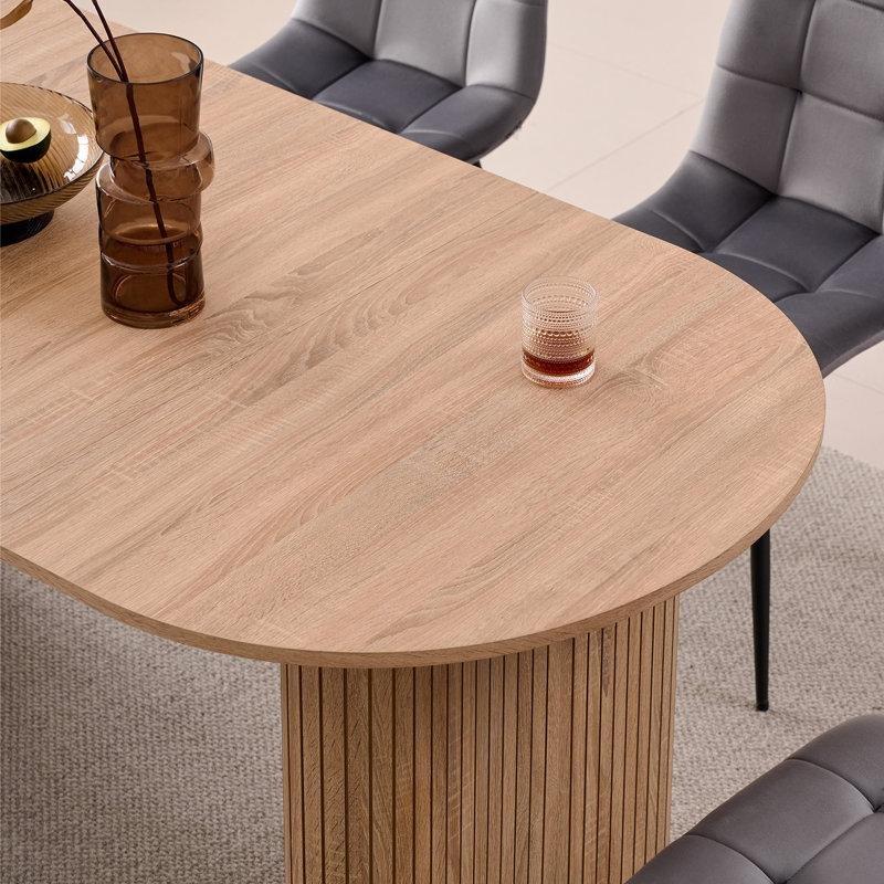 Endüstriyel Ahşap Oval Yemek Masası 180 cm Modern Çiftli Ayaklı - 84397