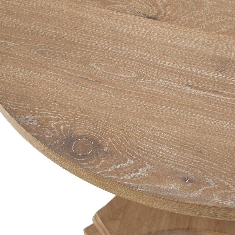 Endüstriyel Ahşap Oymalı Kaideli Yuvarlak Yemek Masası 115 cm - 83635