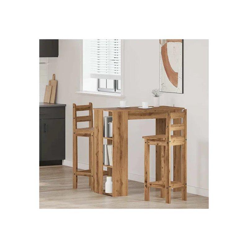Endüstriyel Ahşap Raflı Bar Masası 102x50x104 cm - 88615