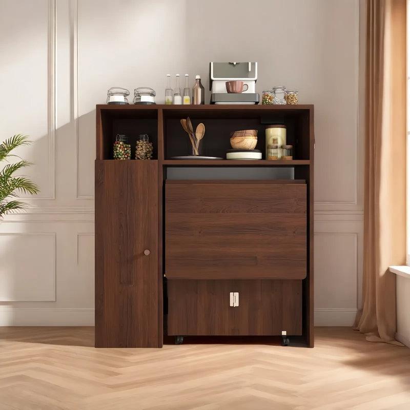 Endüstriyel Ahşap Şarj İstasyonlu Katlanır Yemek Masası ve Depolama Dolabı 109 cm - 86269