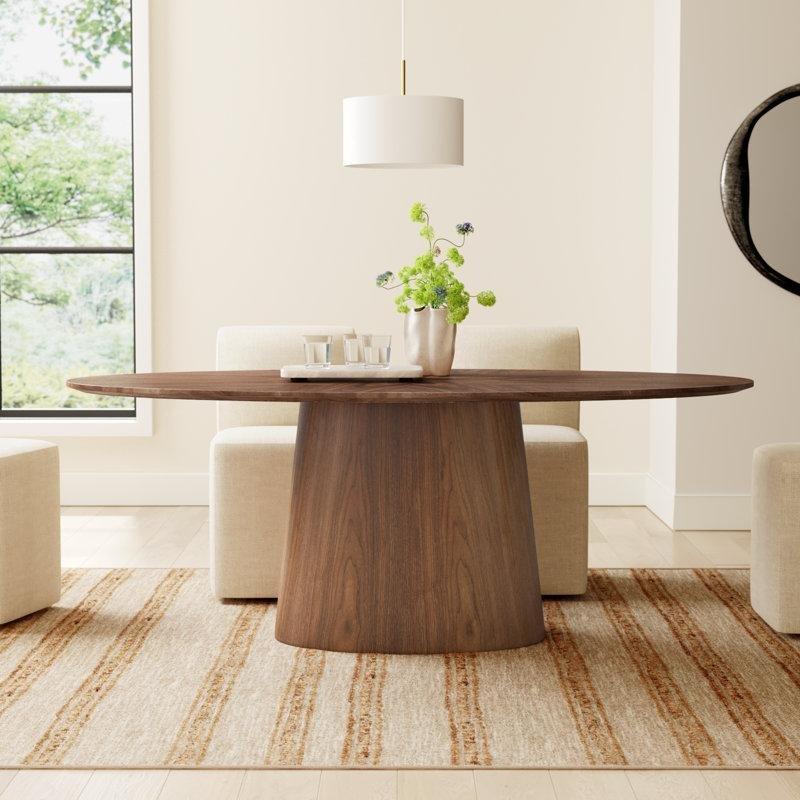 Endüstriyel Ahşap Yuvarlak Pedestal Tabanlı 6 Kişilik Yemek Masası 75 cm Yüksekliği ile - 84109