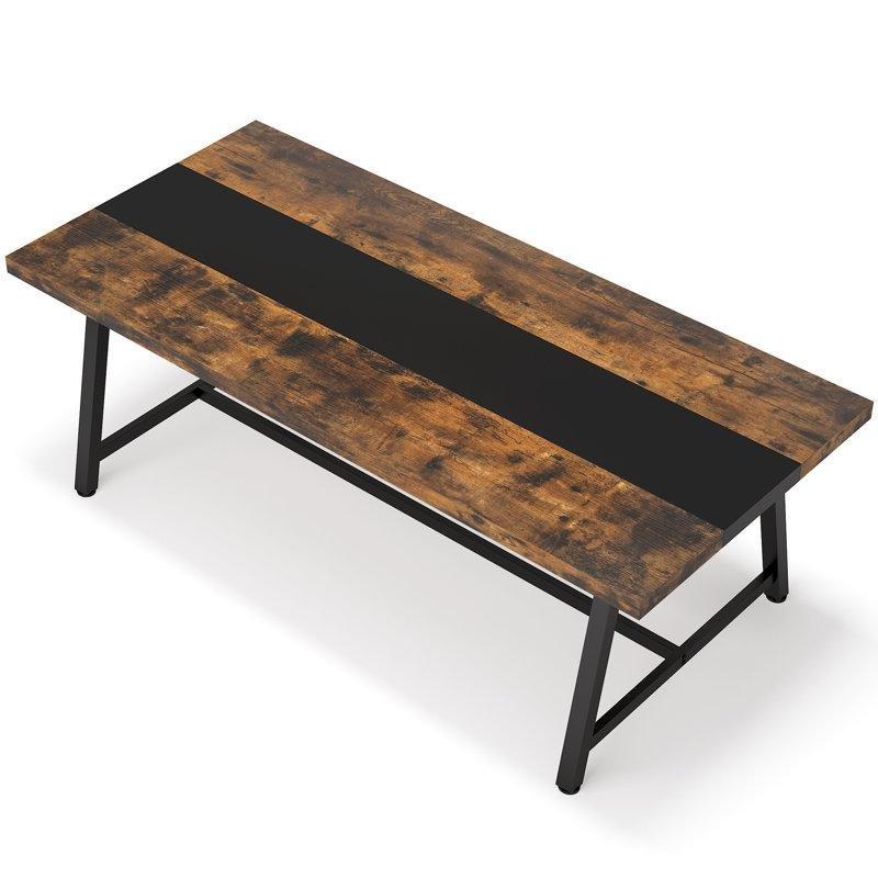 Endüstriyel Çerçeveli İki Renkli Ahşap Yemek Masası 180x85 cm - 84589