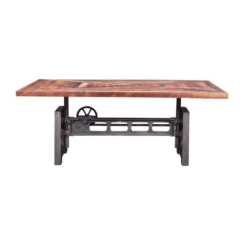 Endüstriyel Krank Mekanizmalı Kahverengi Masif Ahşap 8 Kişilik Yemek Masası 211x102 cm - 84181