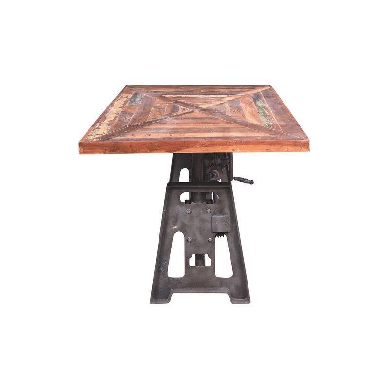 Endüstriyel Krank Mekanizmalı Kahverengi Masif Ahşap 8 Kişilik Yemek Masası 211x102 cm - 84181