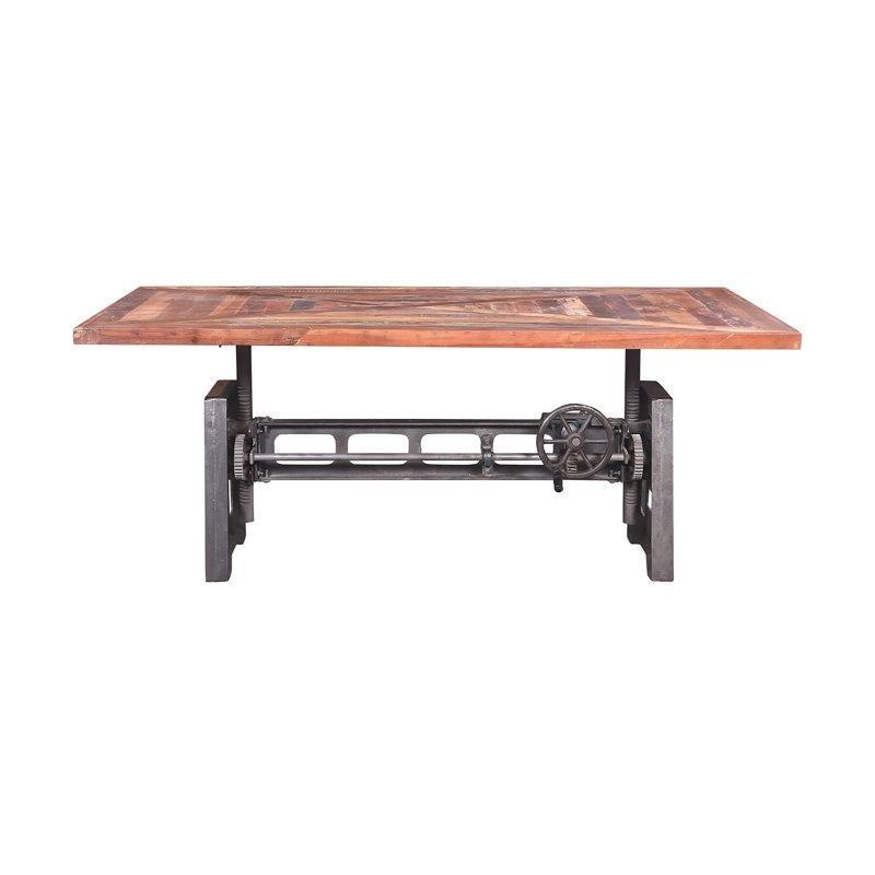 Endüstriyel Krank Mekanizmalı Kahverengi Masif Ahşap 8 Kişilik Yemek Masası 211x102 cm - 84181