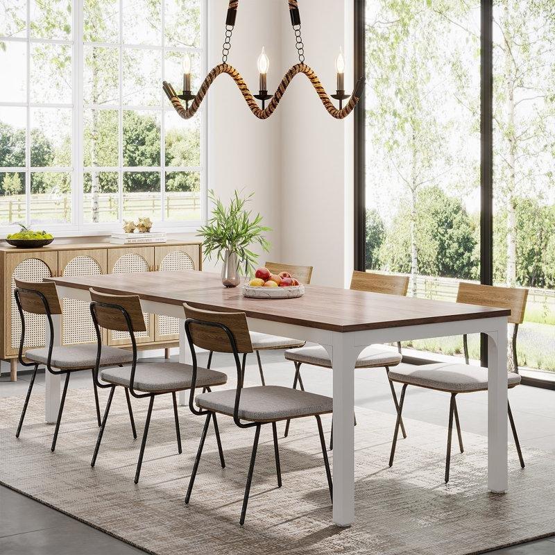 Endüstriyel Metal Ayaklı Açık Kahverengi Yemek Masası 200x70 cm - 86788