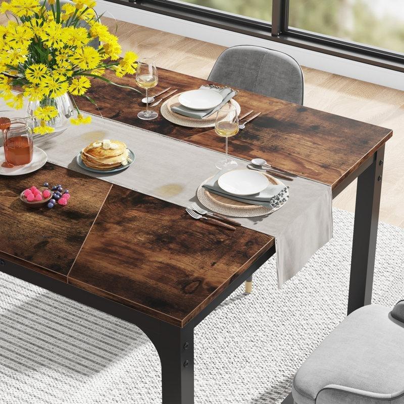 Endüstriyel Metal Çerçeveli Kahverengi Ahşap Yemek Masası 77x77 cm - 84106