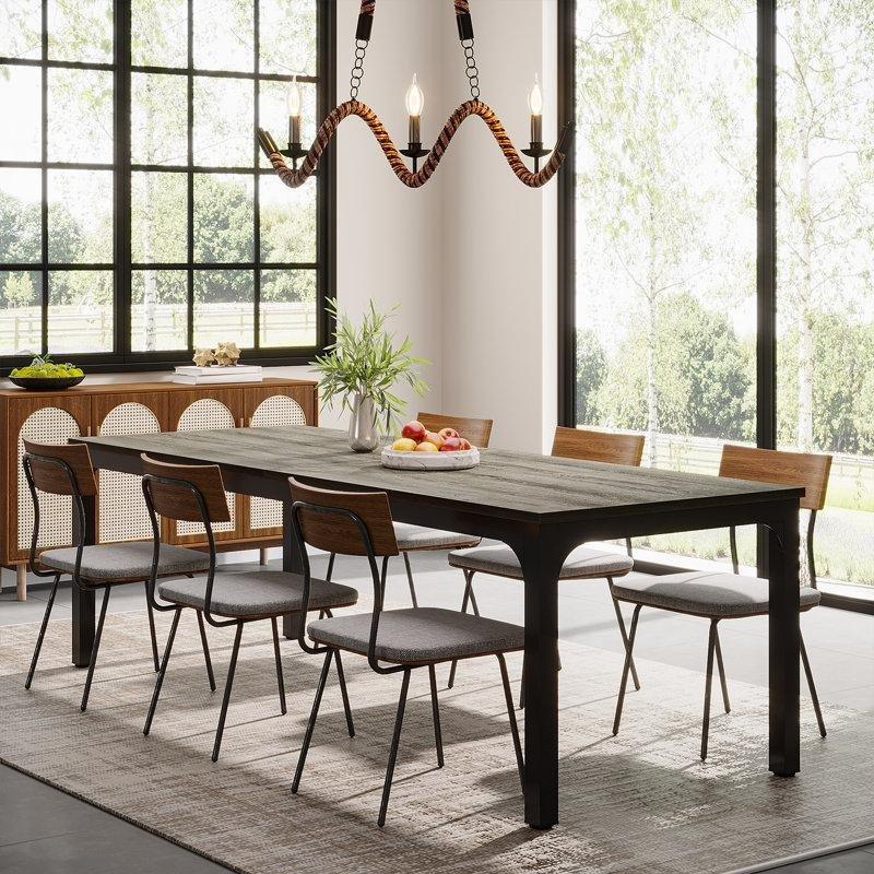 Endüstriyel Tasarımlı Beyaz Masif Ahşap Yemek Masası 200x70 cm - 84607